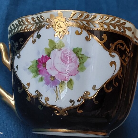 Stunning vintage Noritake teacup and saucer set hand painted flowers gold moriag - Picture 12 of 14
